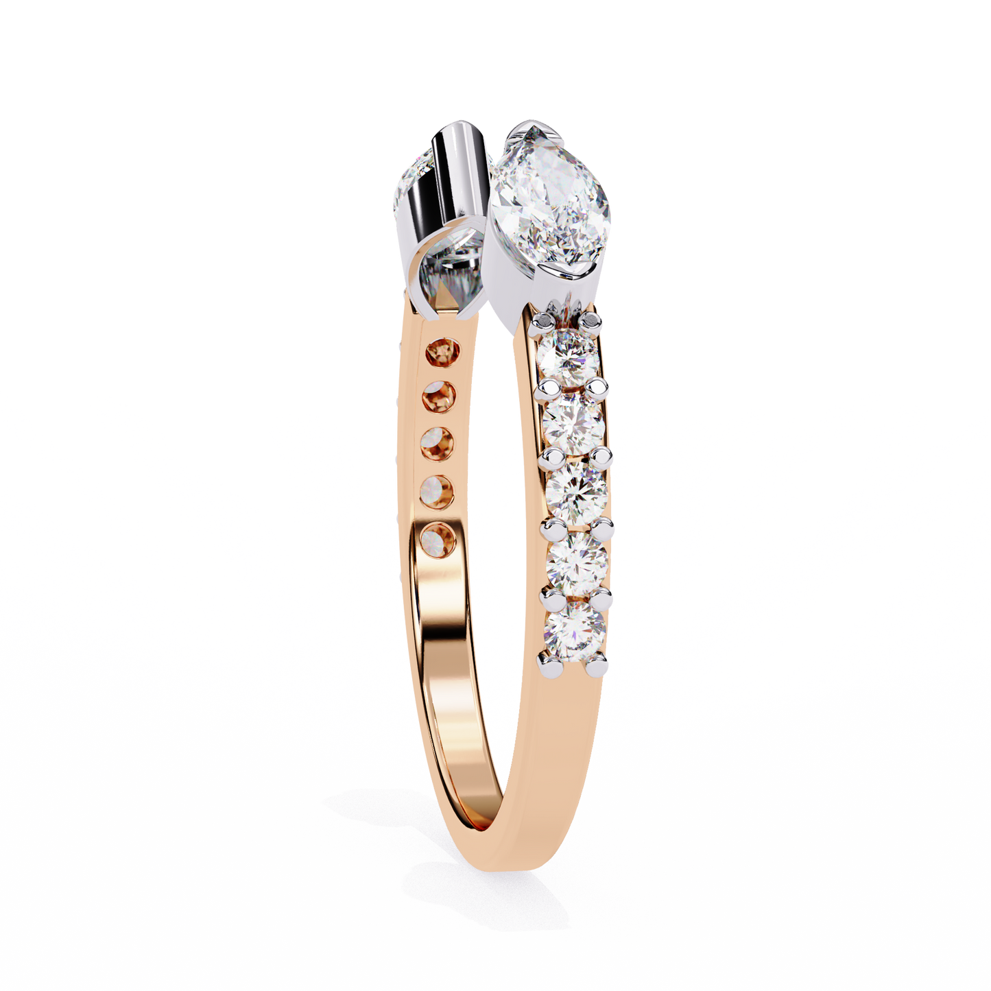 Seraphine Duo – Marquise & Round Lab Diamond Crossover Ring