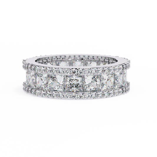 Crownline Spark – Princess & Round Diamond Cluster Band