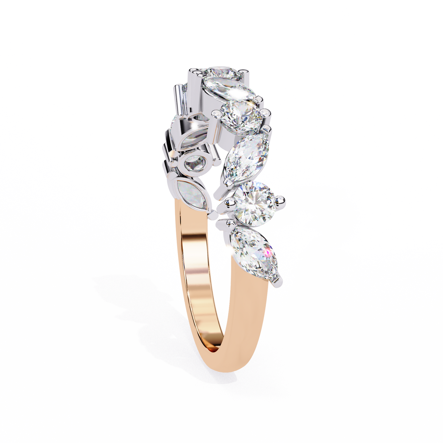 Vega Grace – Marquise & Round Lab Diamond Crossband Ring