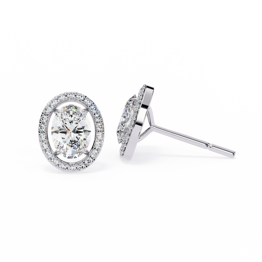 Orbit Bloom – Oval & Round Diamond Cluster Earring