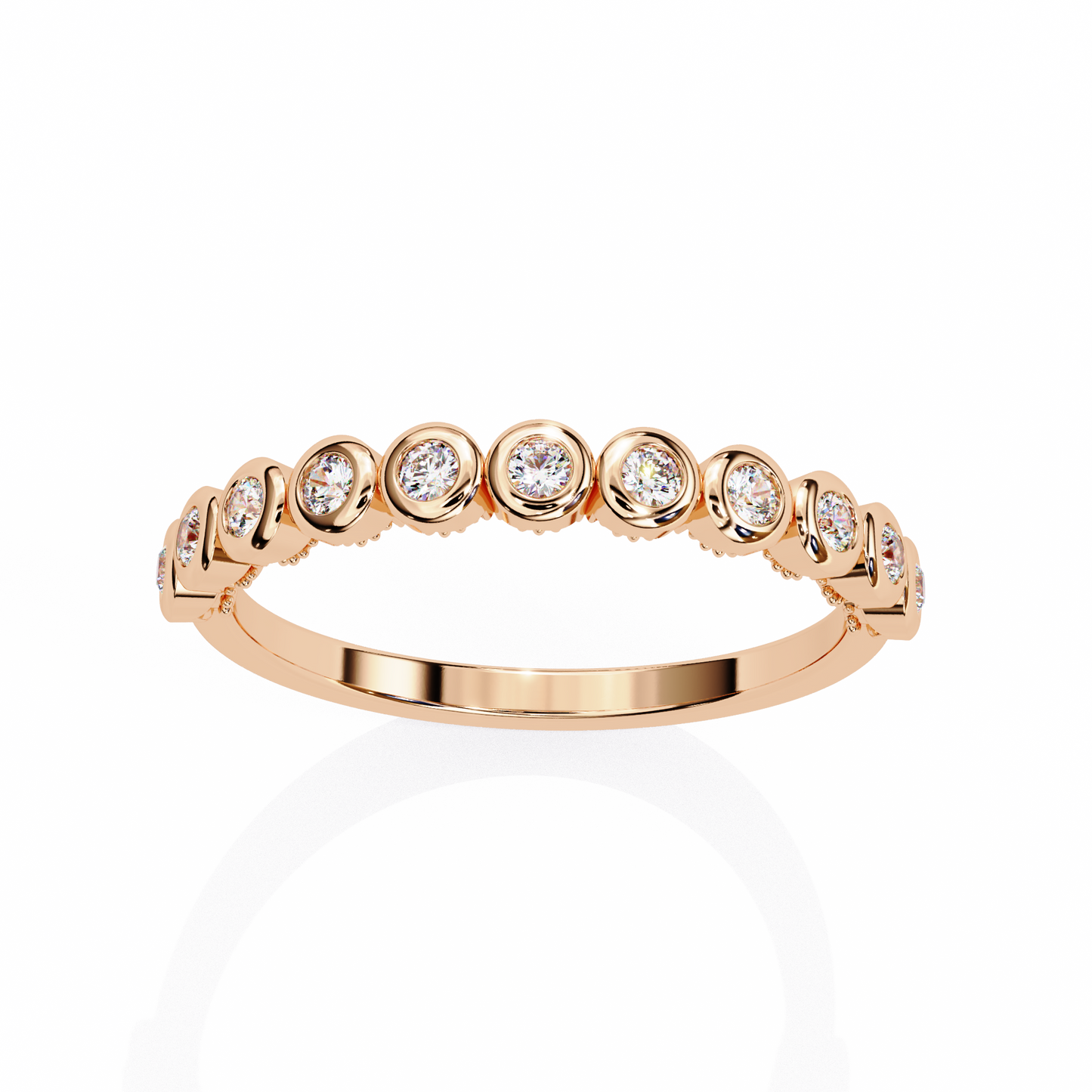 Horizon Gleam – Round Diamond Chevron Band