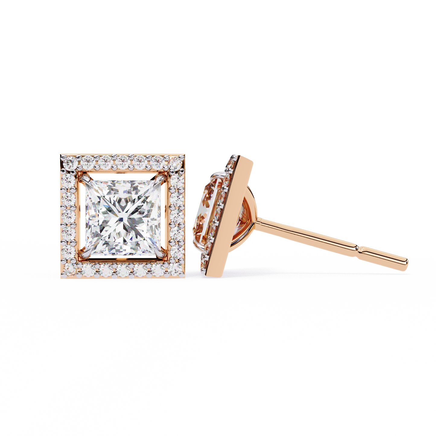 Twilight Twist – Princess & Round Lab Diamond Earrings