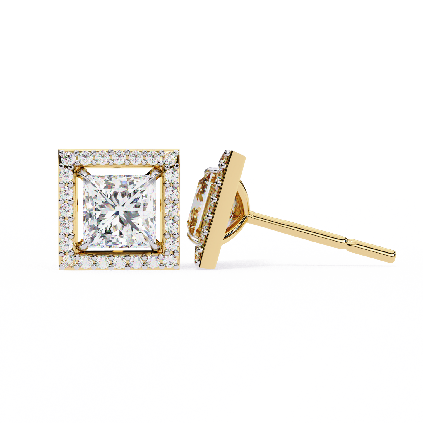 Twilight Twist – Princess & Round Lab Diamond Earrings