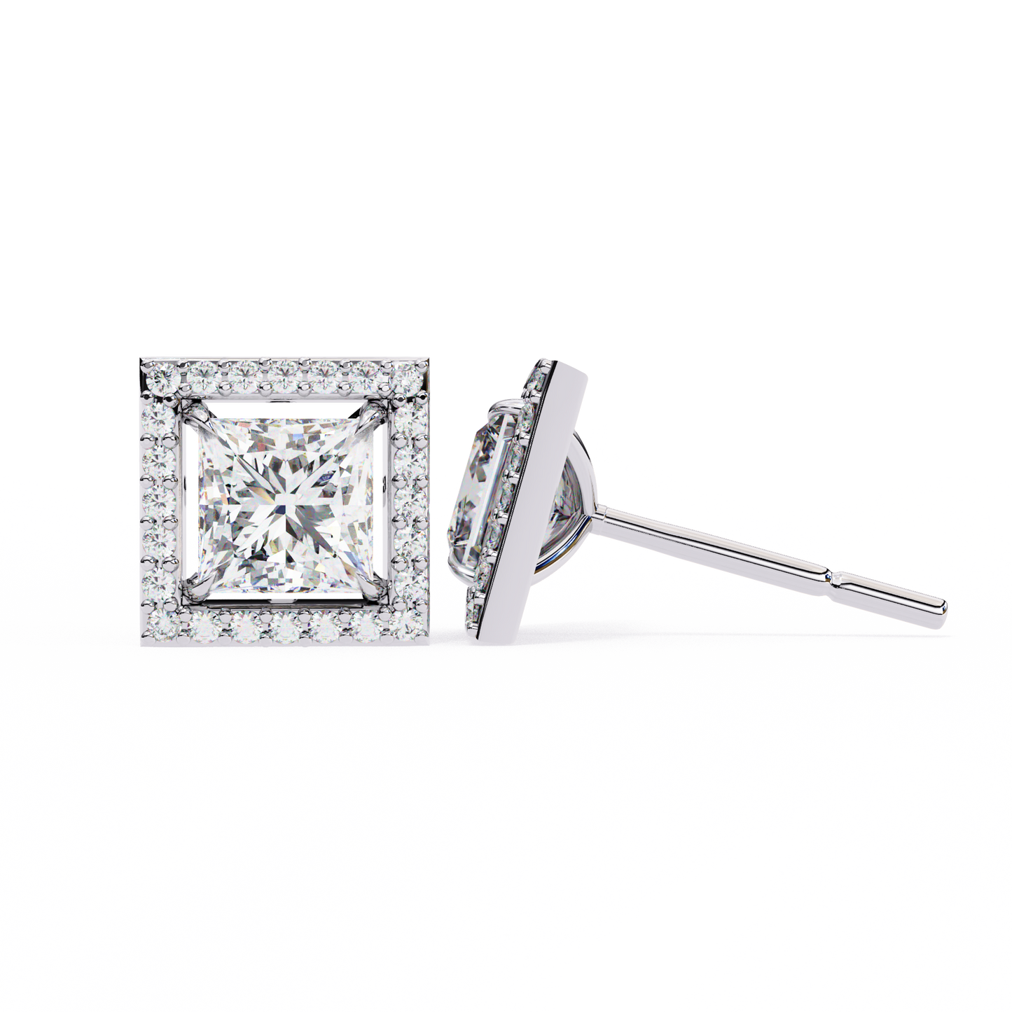 Twilight Twist – Princess & Round Lab Diamond Earrings