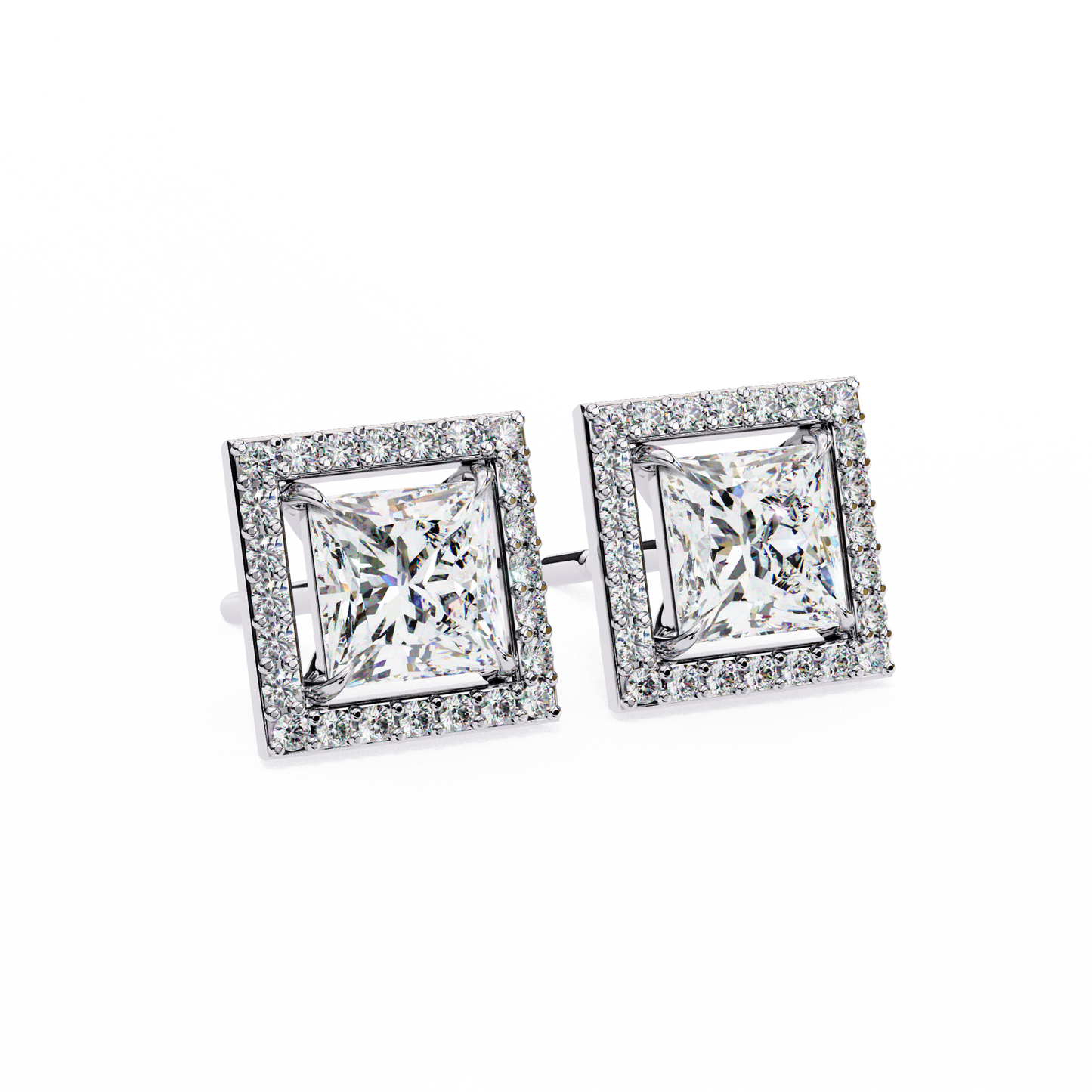 Twilight Twist – Princess & Round Lab Diamond Earrings