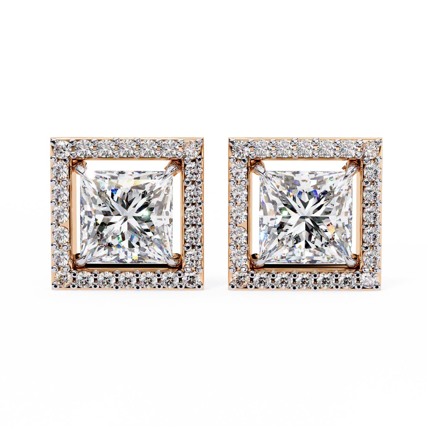 Twilight Twist – Princess & Round Lab Diamond Earrings