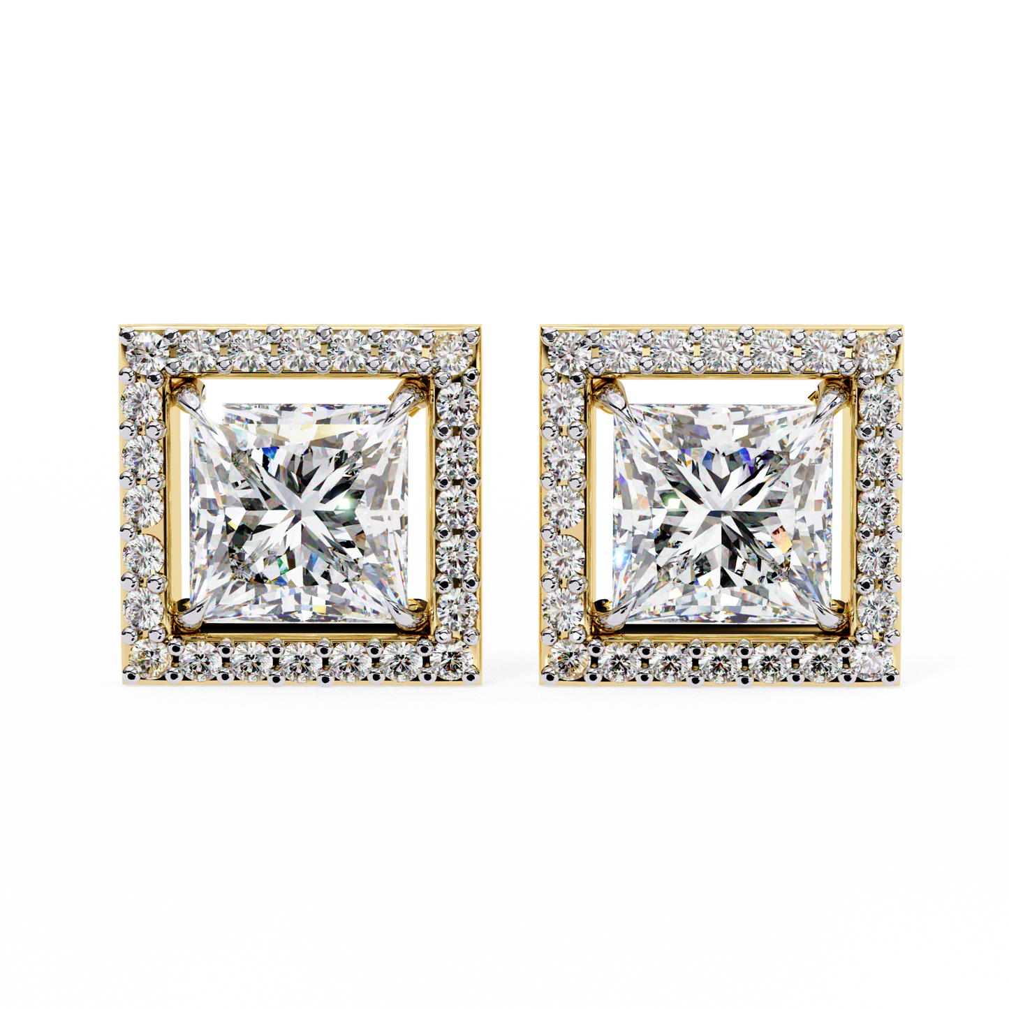 Twilight Twist – Princess & Round Lab Diamond Earrings