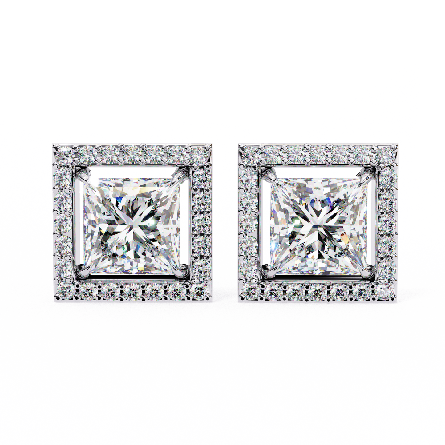 Twilight Twist – Princess & Round Lab Diamond Earrings