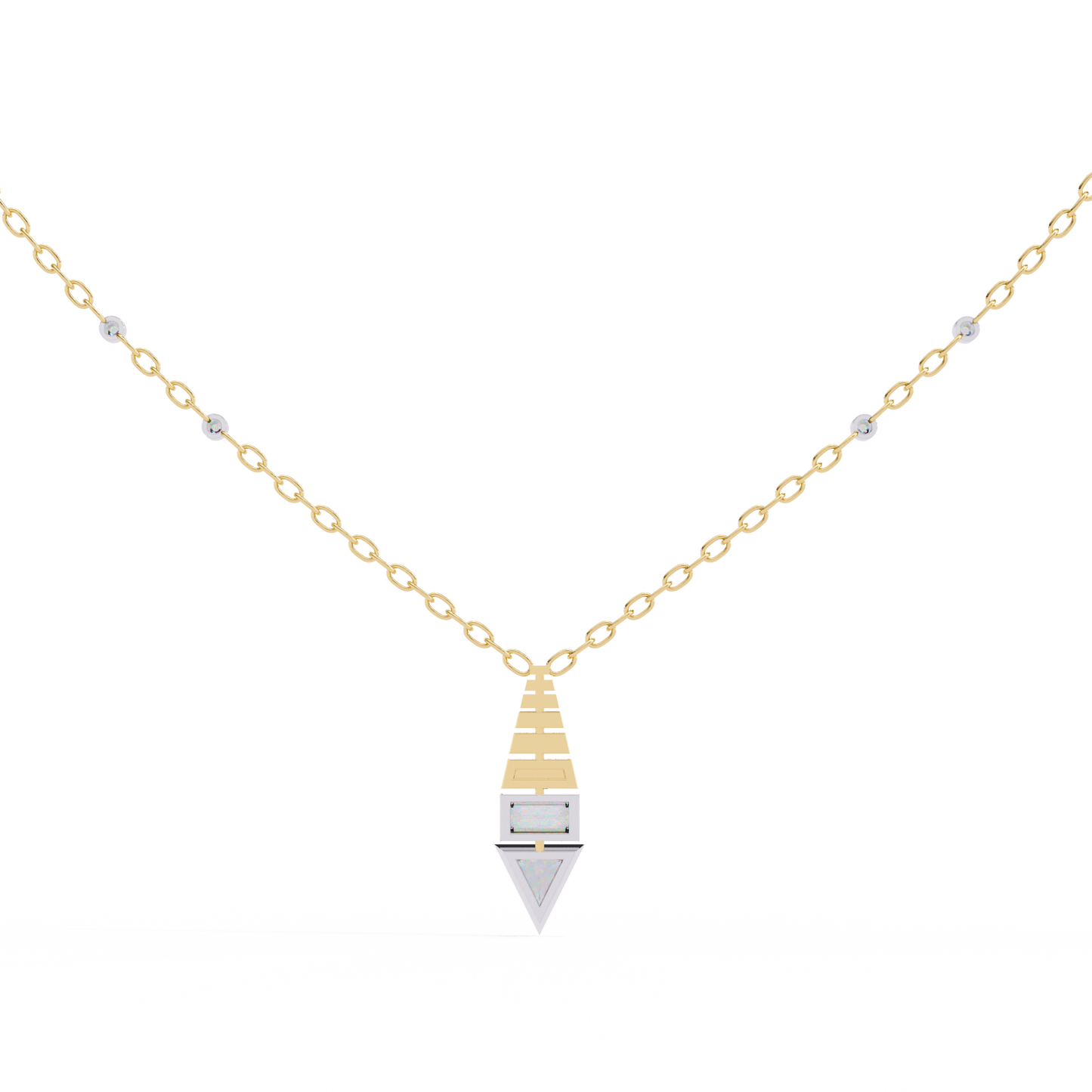 Geometric Bloom – Baguette, Triangle & Round Lab Diamond Necklace