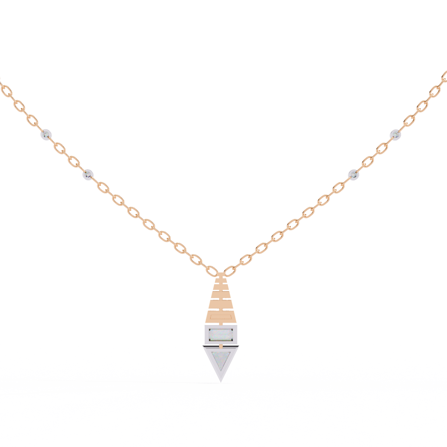 Geometric Bloom – Baguette, Triangle & Round Lab Diamond Necklace