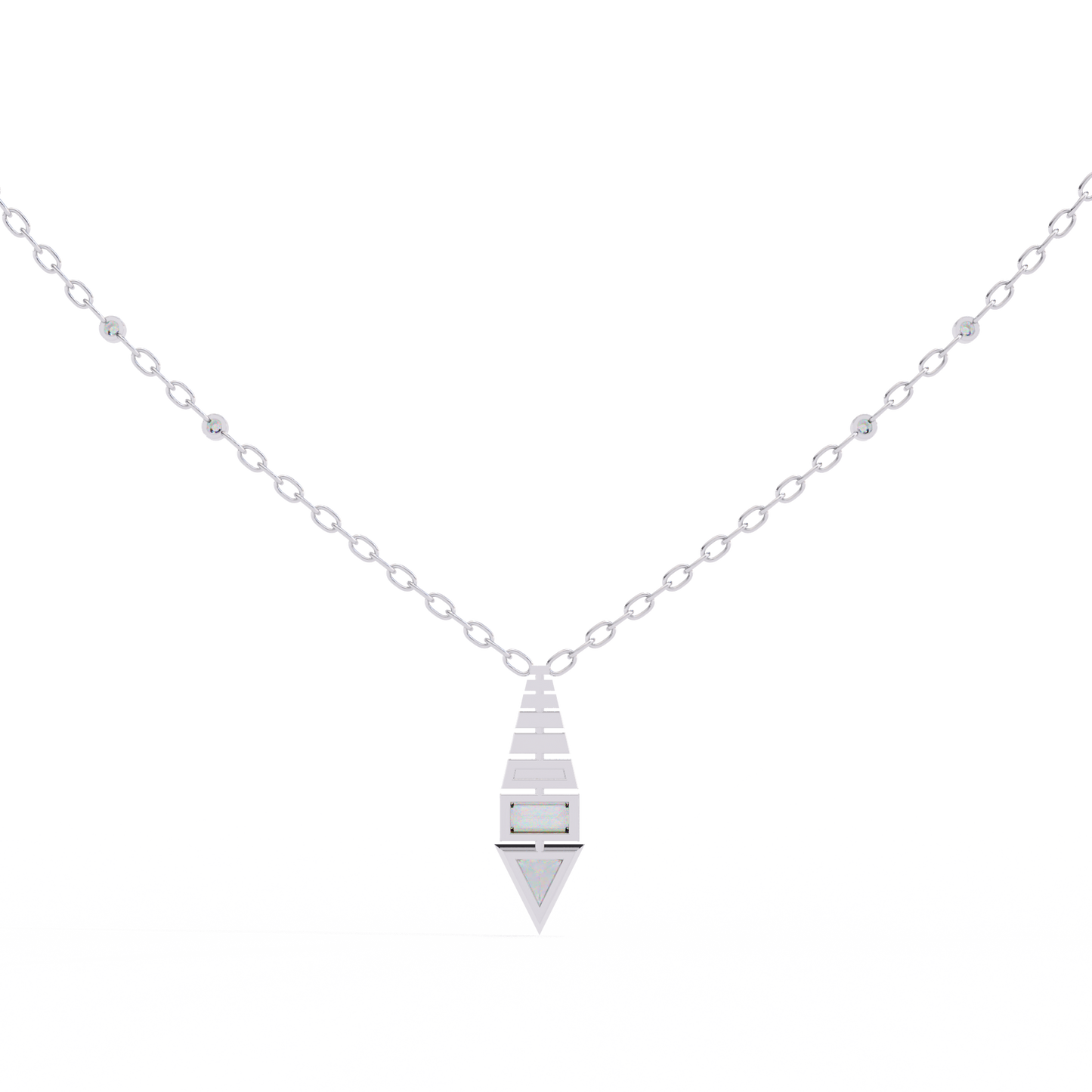 Geometric Bloom – Baguette, Triangle & Round Lab Diamond Necklace