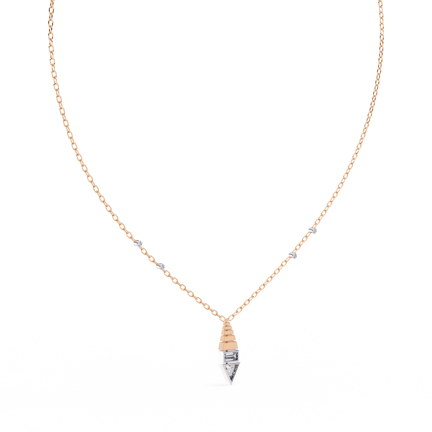 Geometric Bloom – Baguette, Triangle & Round Lab Diamond Necklace