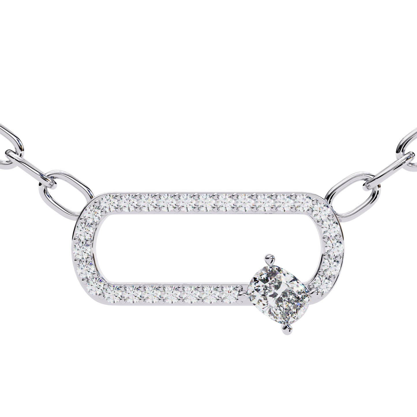 Cushion Orbit – Cushion & Round Lab Diamond Halo Necklace