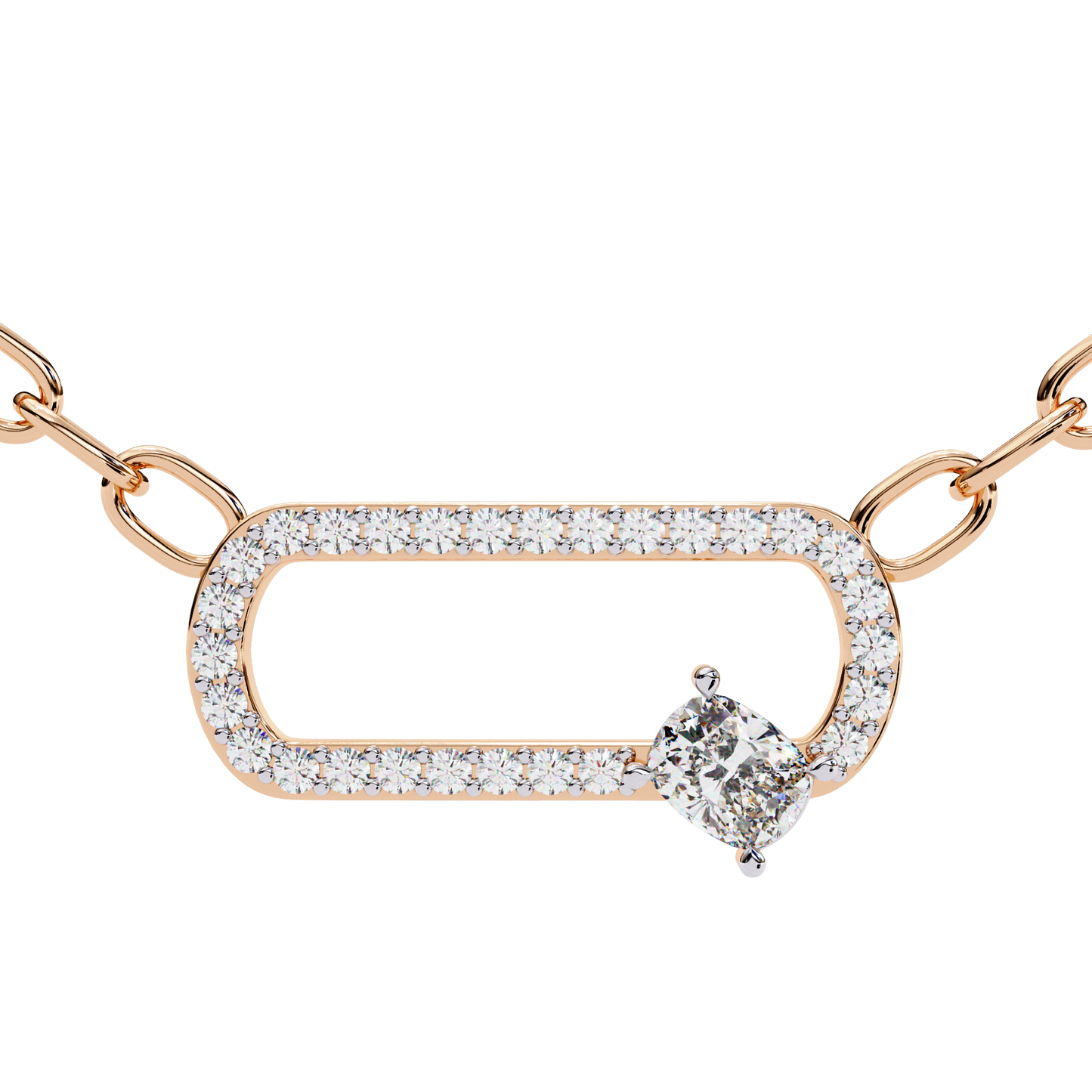 Cushion Orbit – Cushion & Round Lab Diamond Halo Necklace