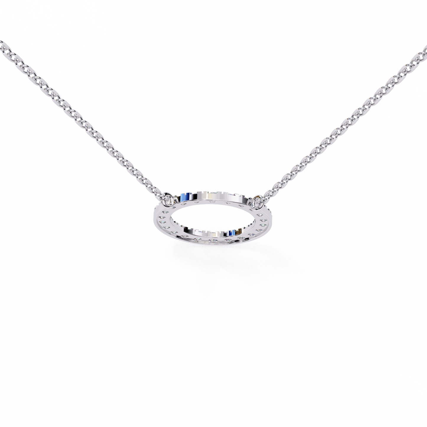 Twinkle Row – Round Lab Diamond Curved Bar Necklace