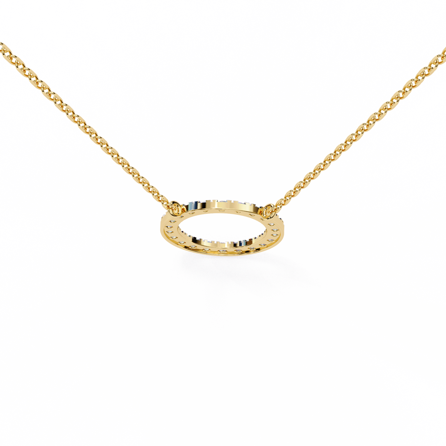 Twinkle Row – Round Lab Diamond Curved Bar Necklace