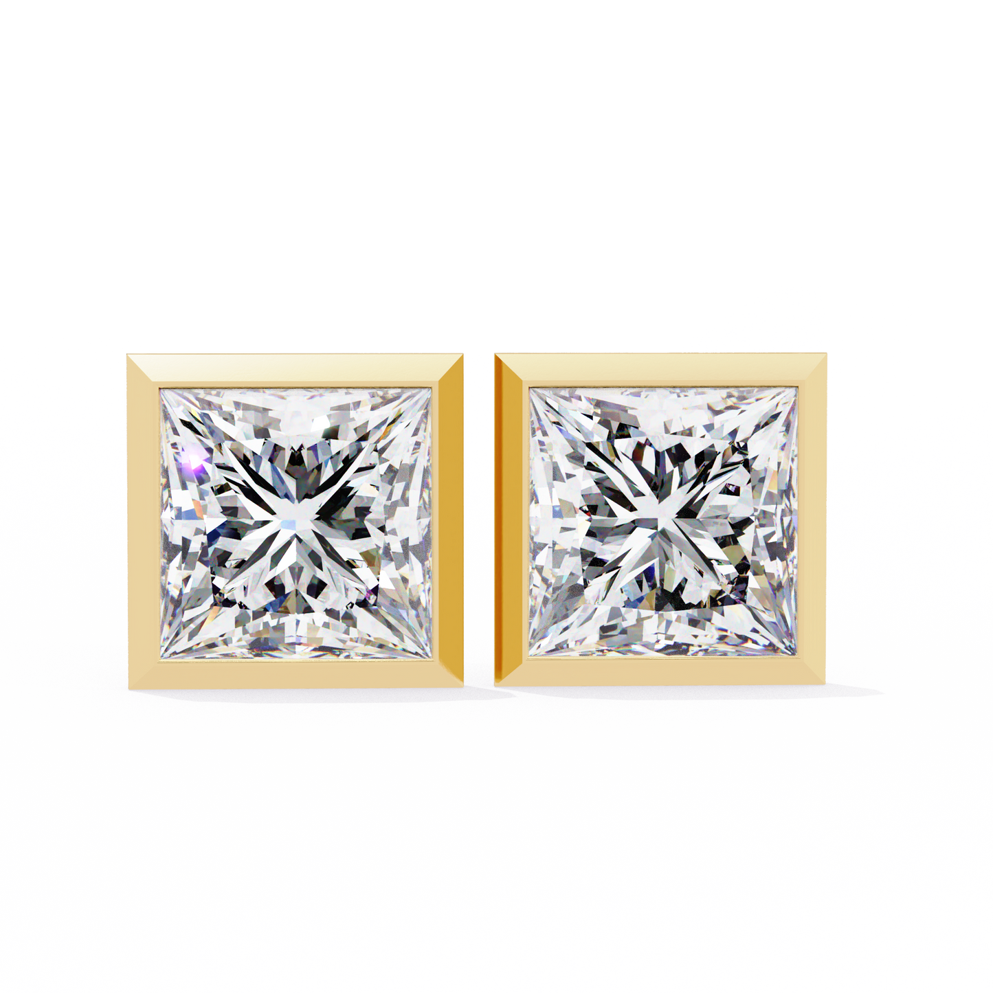 Queen’s Edge – Princess Cut Lab Diamond Stud Earrings