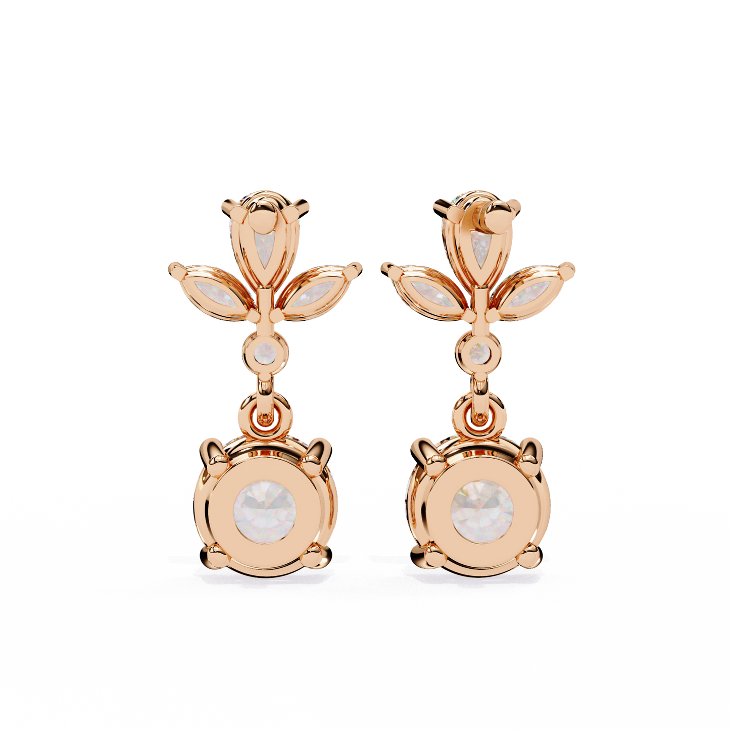 elestial Petals – Marquise, Pear & Round Lab Diamond Drop Earrings