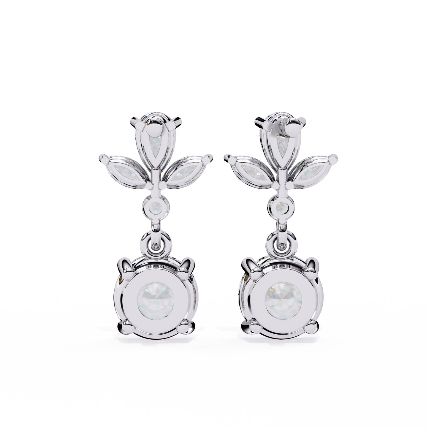 elestial Petals – Marquise, Pear & Round Lab Diamond Drop Earrings