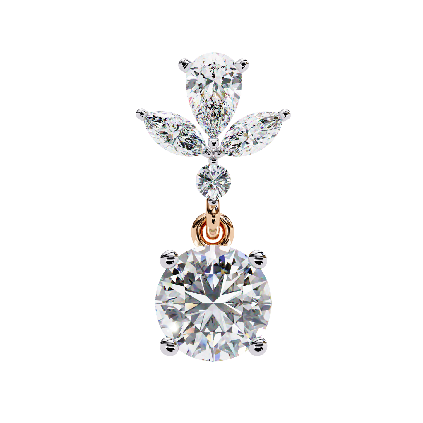elestial Petals – Marquise, Pear & Round Lab Diamond Drop Earrings