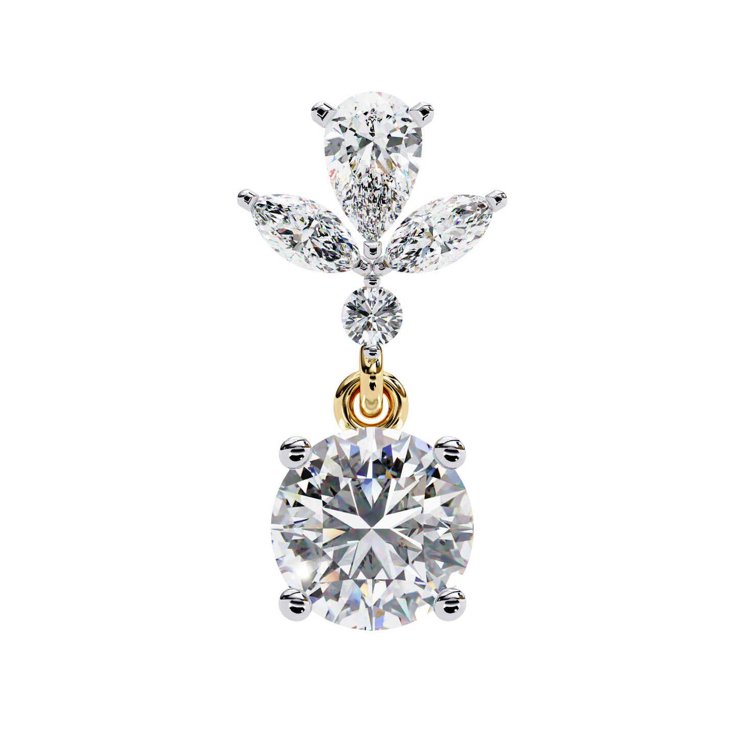 elestial Petals – Marquise, Pear & Round Lab Diamond Drop Earrings
