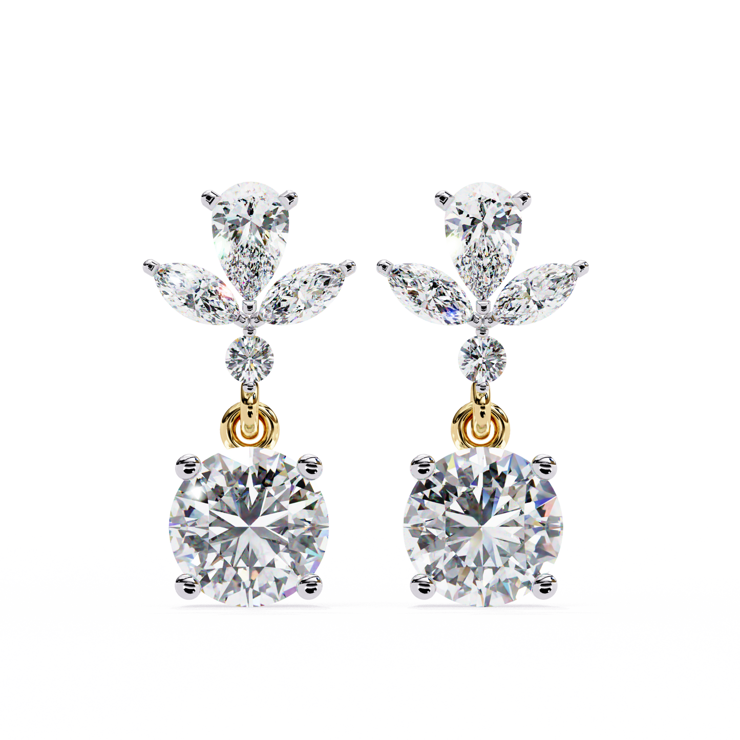elestial Petals – Marquise, Pear & Round Lab Diamond Drop Earrings