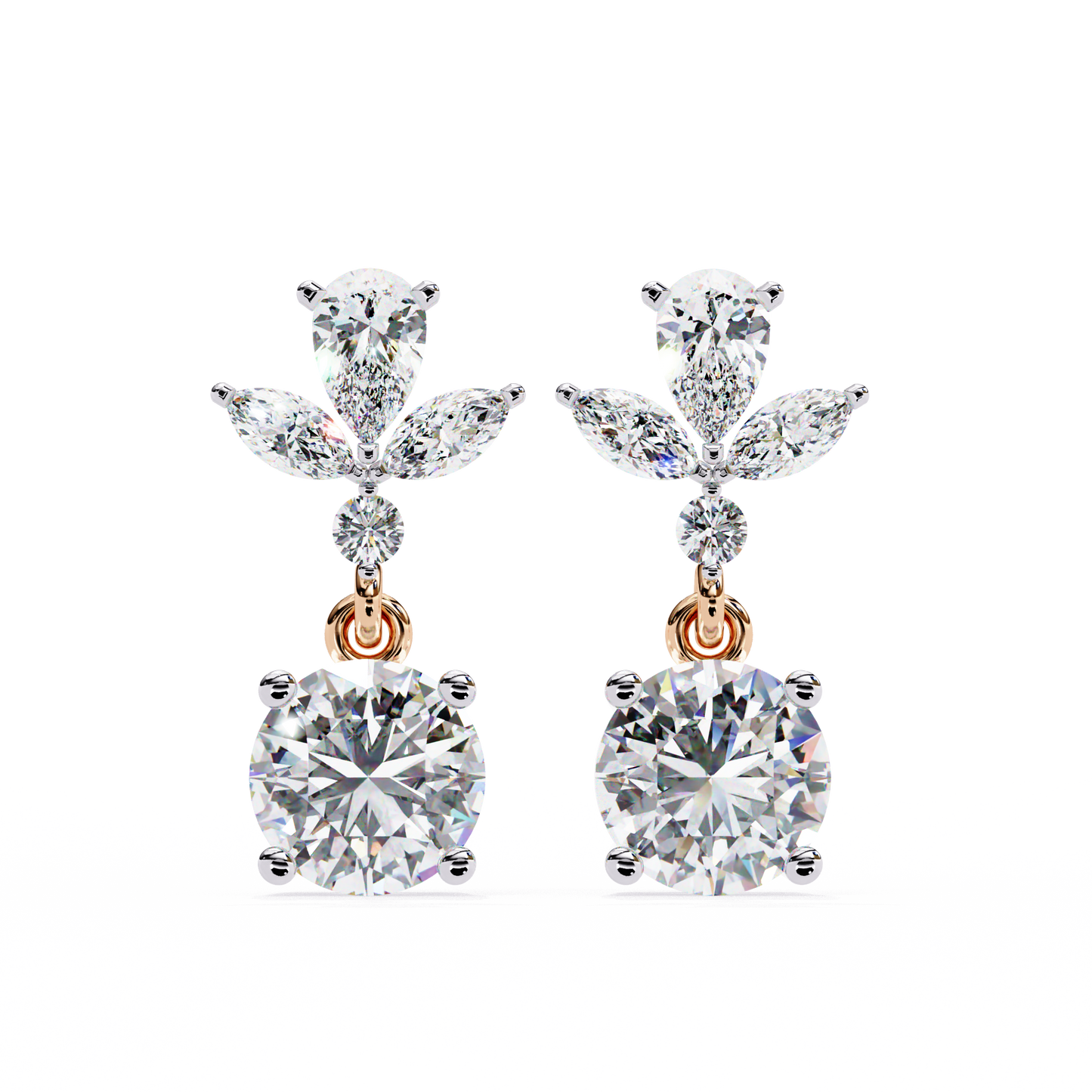 elestial Petals – Marquise, Pear & Round Lab Diamond Drop Earrings