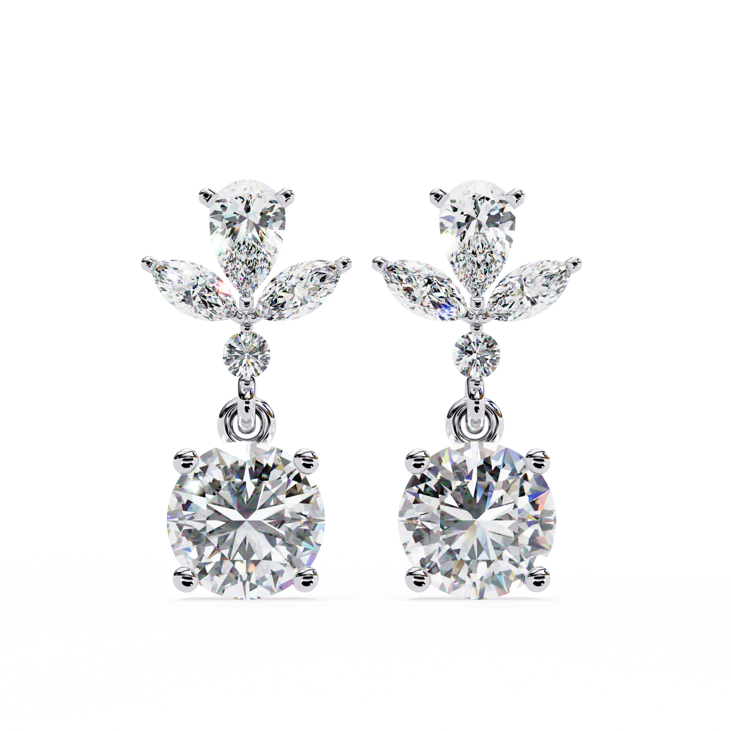 elestial Petals – Marquise, Pear & Round Lab Diamond Drop Earrings