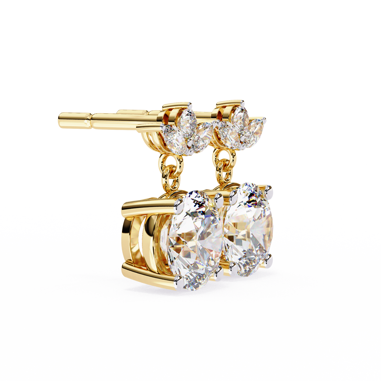 Twin Bloom – Marquise & Round Lab Diamond Double-Leaf Earrings