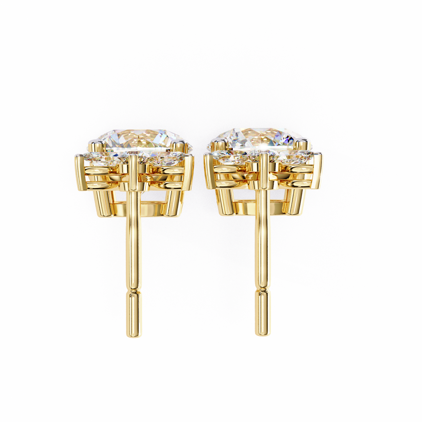 Twin Bloom – Marquise & Round Lab Diamond Double-Leaf Earrings
