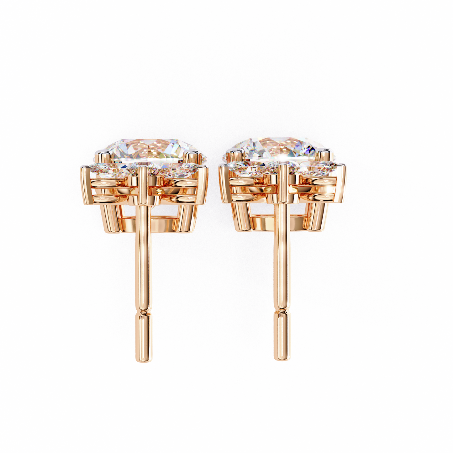 Twin Bloom – Marquise & Round Lab Diamond Double-Leaf Earrings