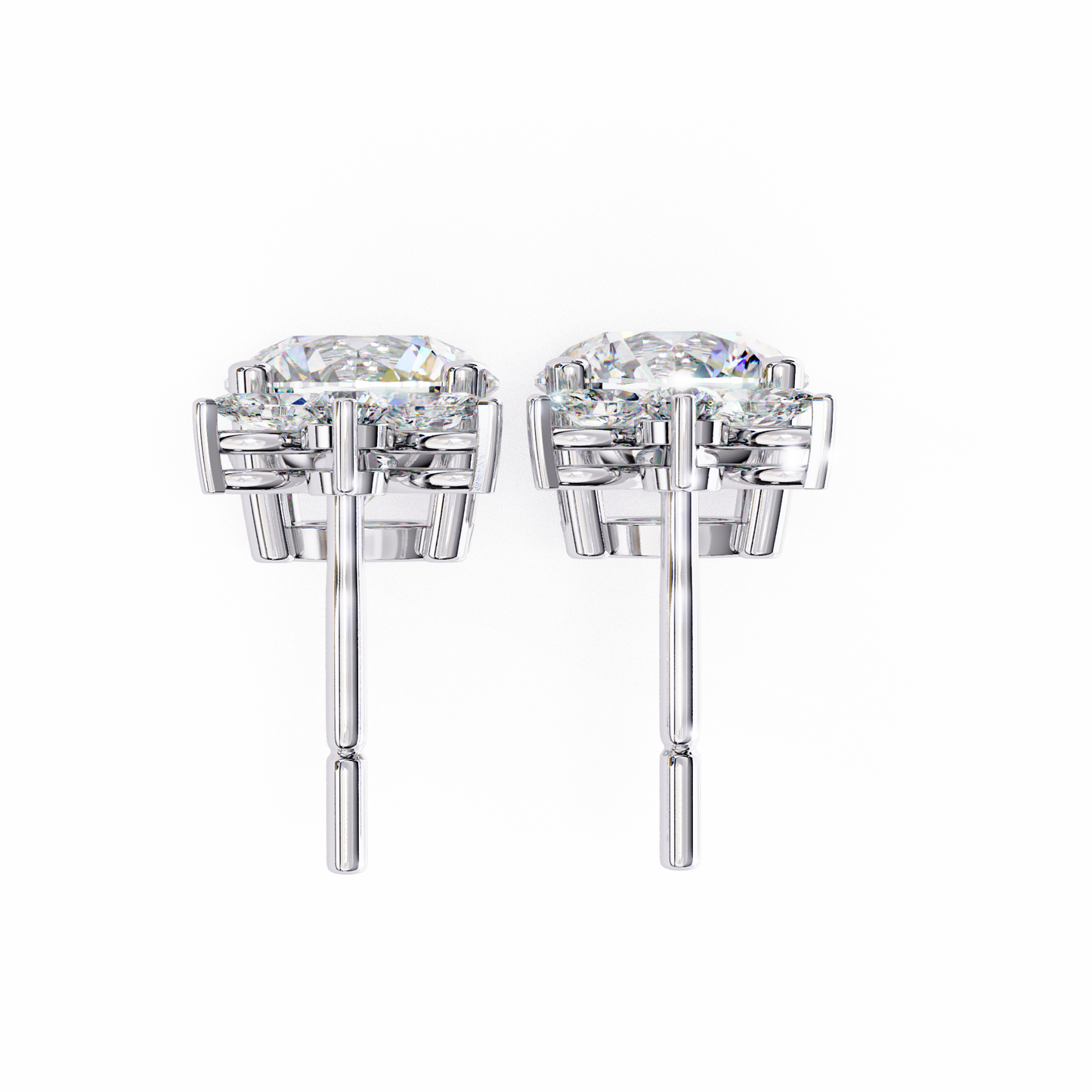Twin Bloom – Marquise & Round Lab Diamond Double-Leaf Earrings