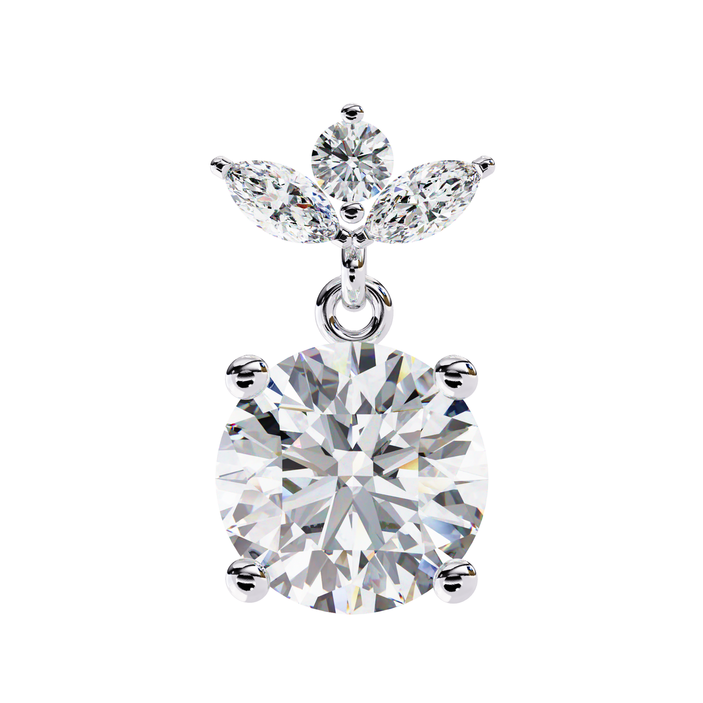Twin Bloom – Marquise & Round Lab Diamond Double-Leaf Earrings