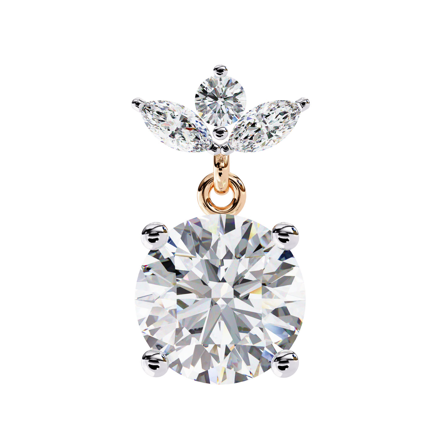 Twin Bloom – Marquise & Round Lab Diamond Double-Leaf Earrings