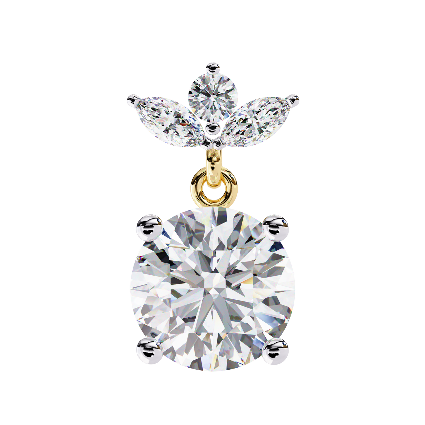 Twin Bloom – Marquise & Round Lab Diamond Double-Leaf Earrings