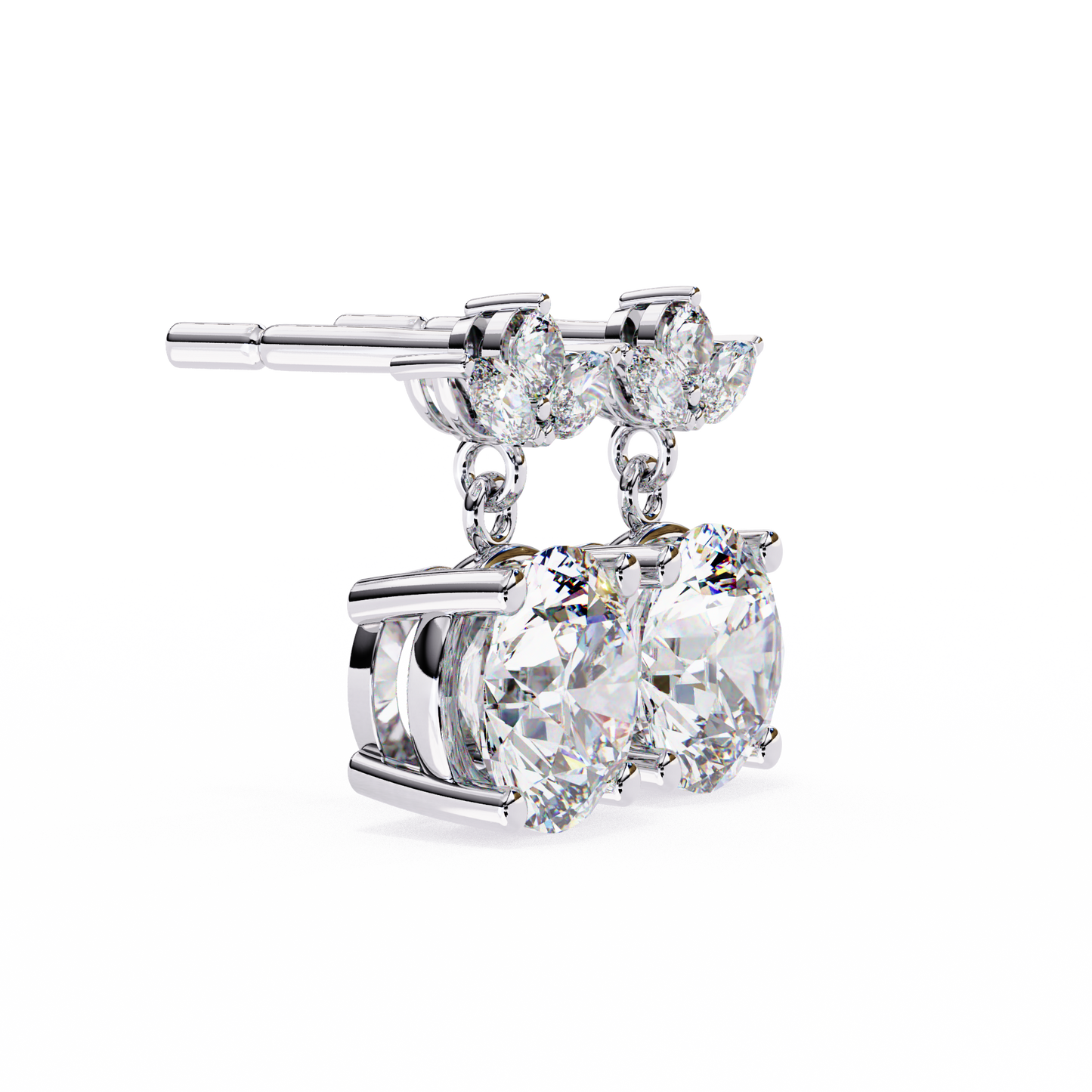 Twin Bloom – Marquise & Round Lab Diamond Double-Leaf Earrings