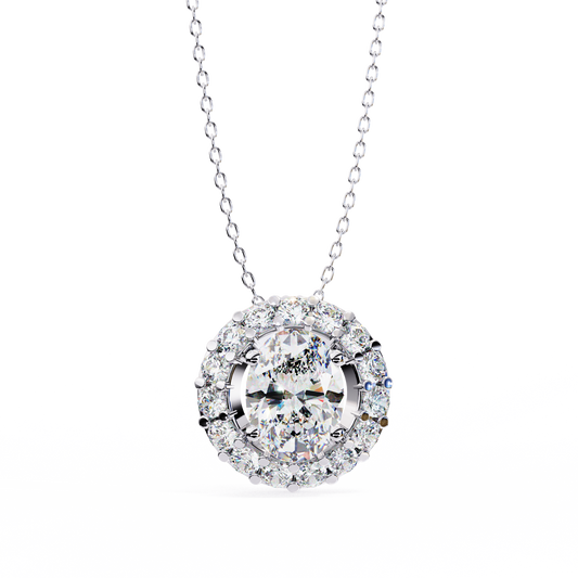 Oval Bloom – Oval & Round Diamond Cluster Necklace