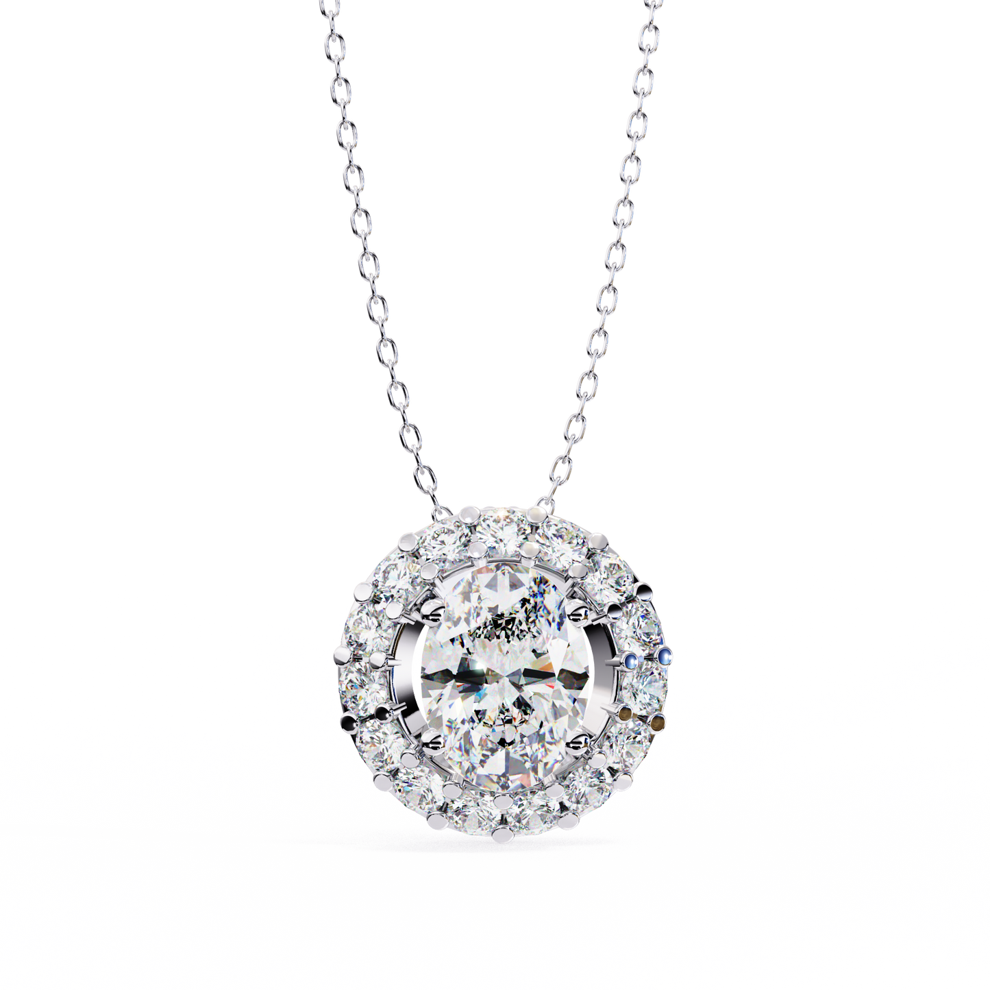 Oval Bloom – Oval & Round Lab Diamond Cluster Necklace