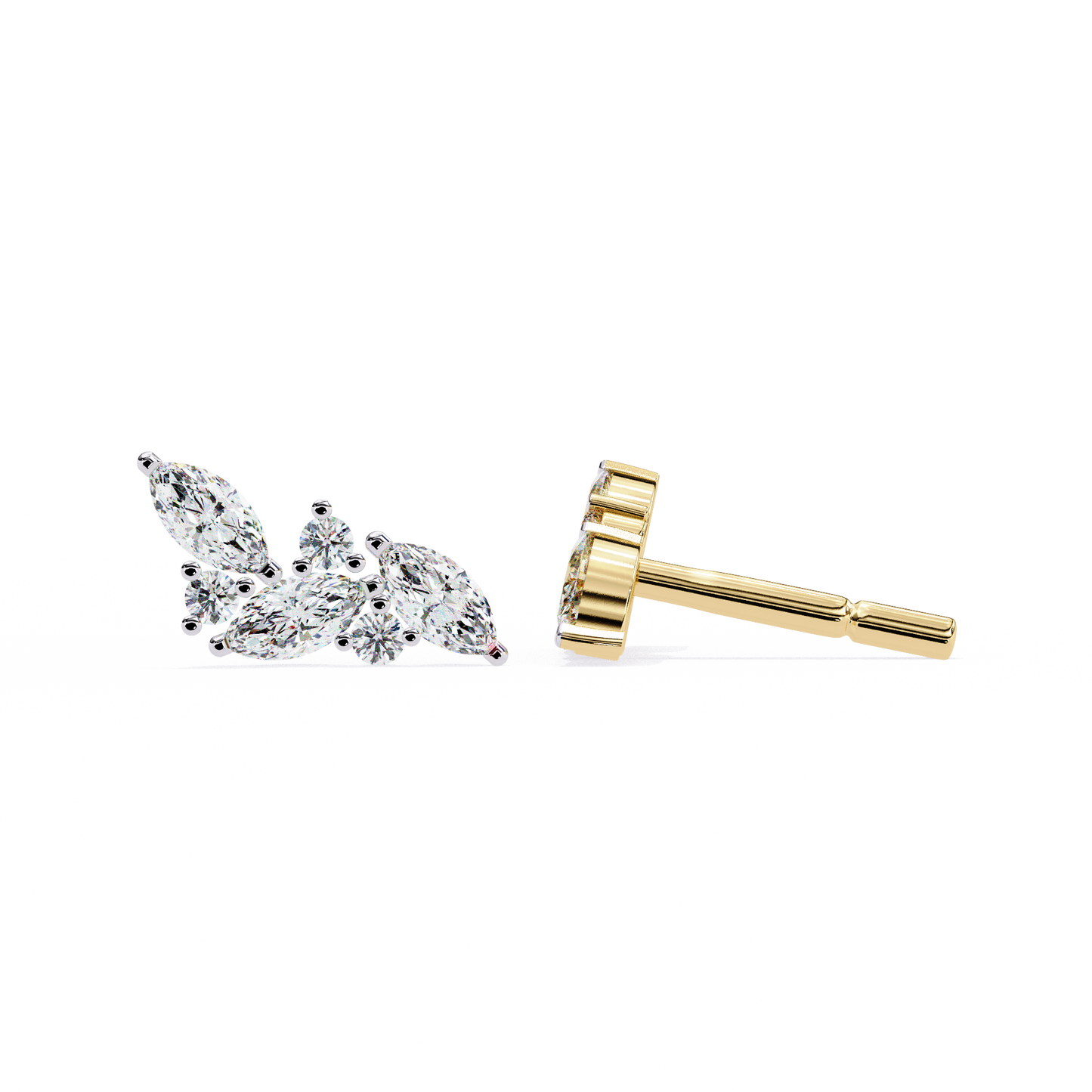 Whisper Bloom – Marquise & Round Lab Diamond Petite Studs