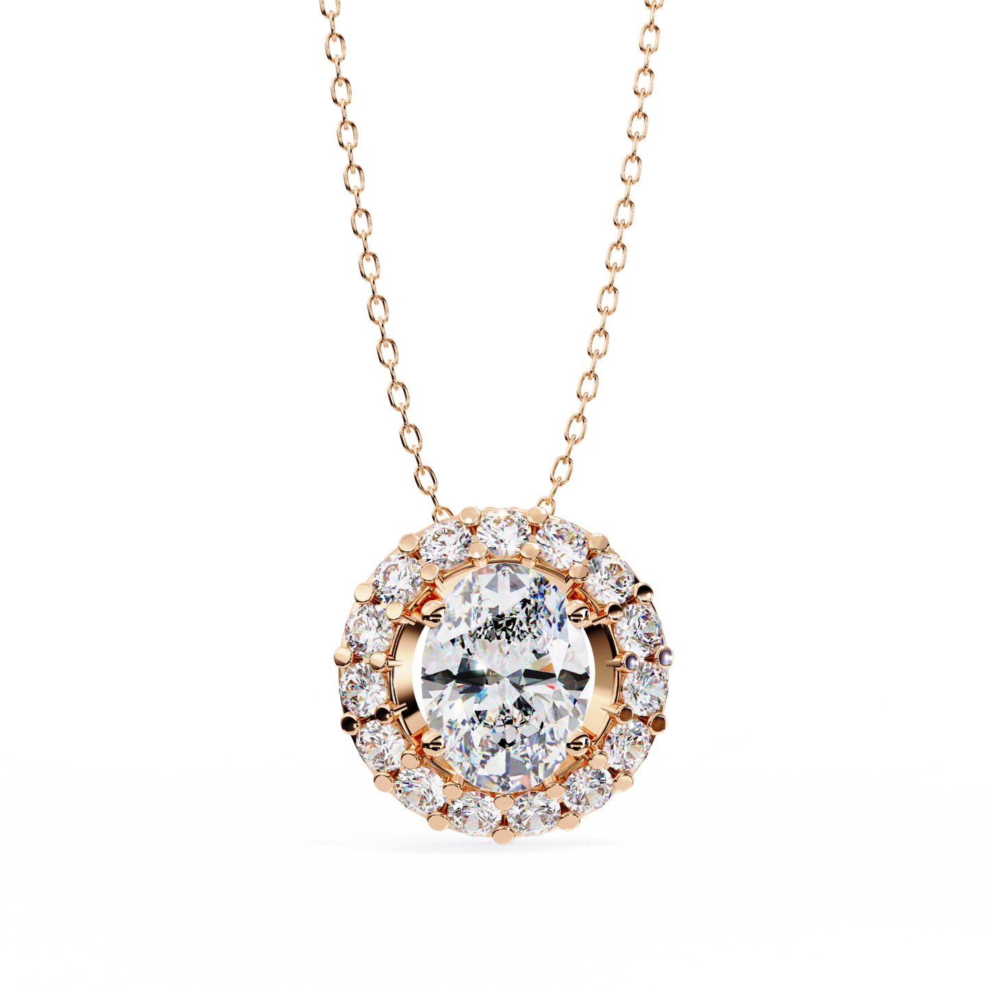 Oval Bloom – Oval & Round Lab Diamond Cluster Necklace