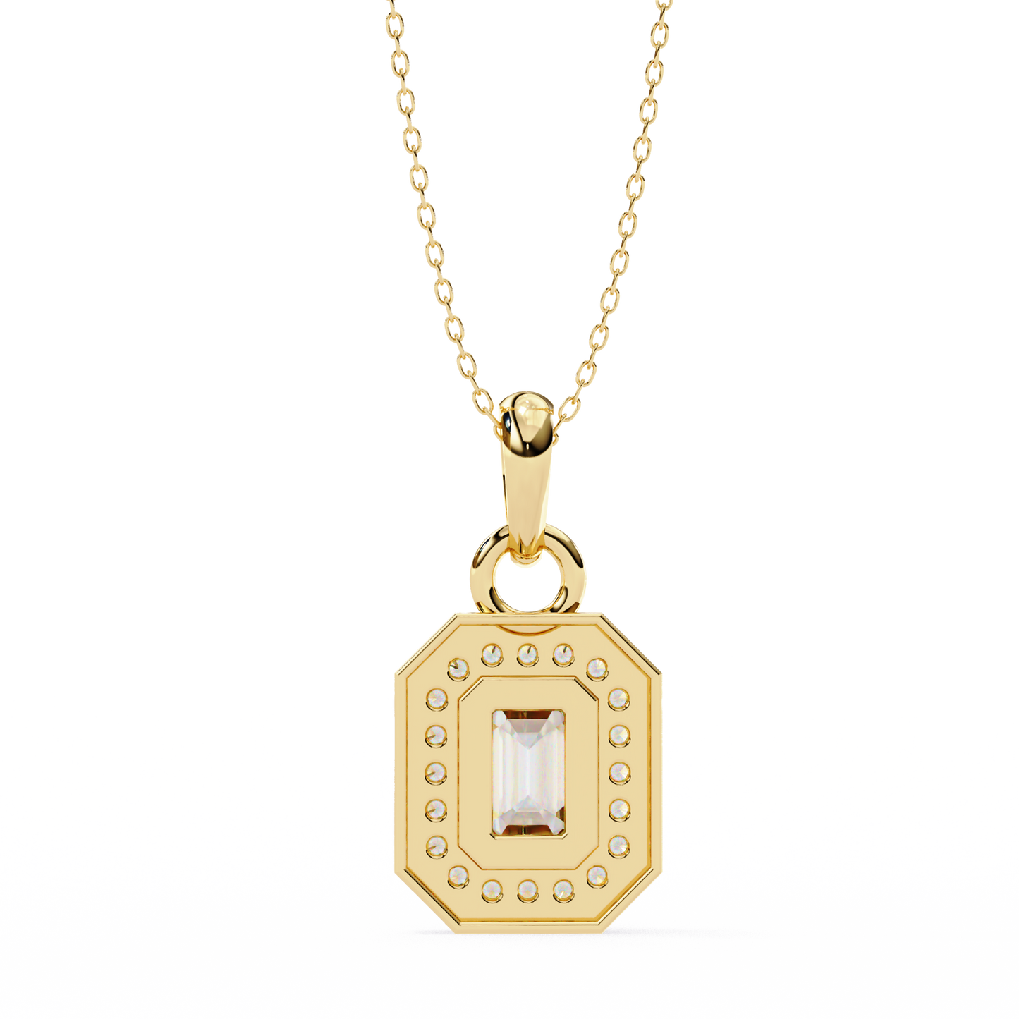 Emerald Crest – Emerald & Round Lab Diamond Cluster Pendant