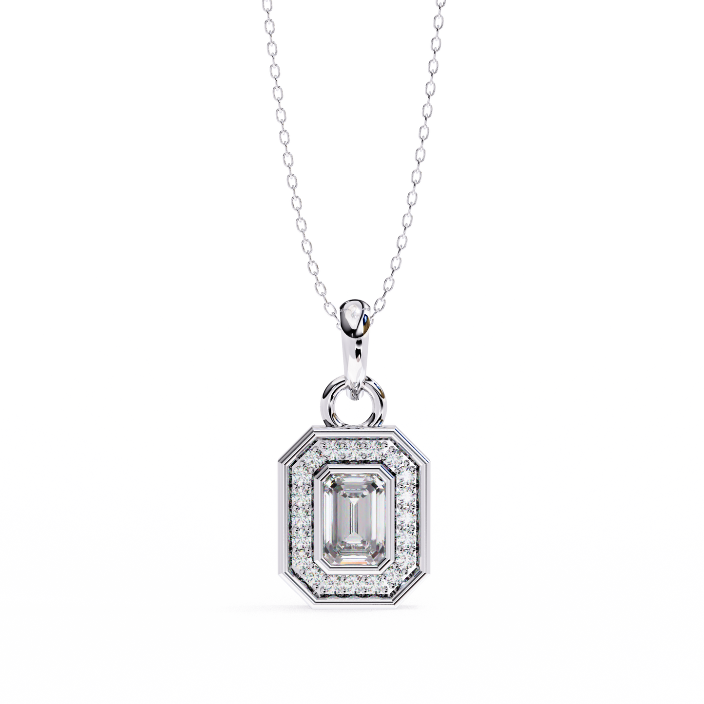 Emerald Crest – Emerald & Round Lab Diamond Cluster Pendant
