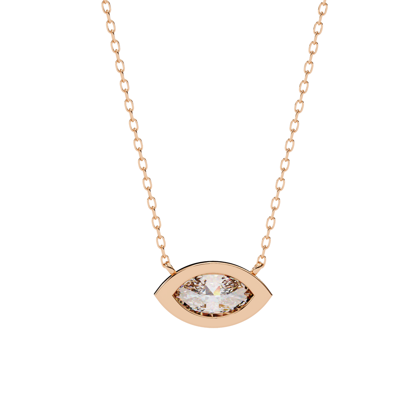 EAST~WEST - Marquise Cut Lab Diamond Pendant Necklace