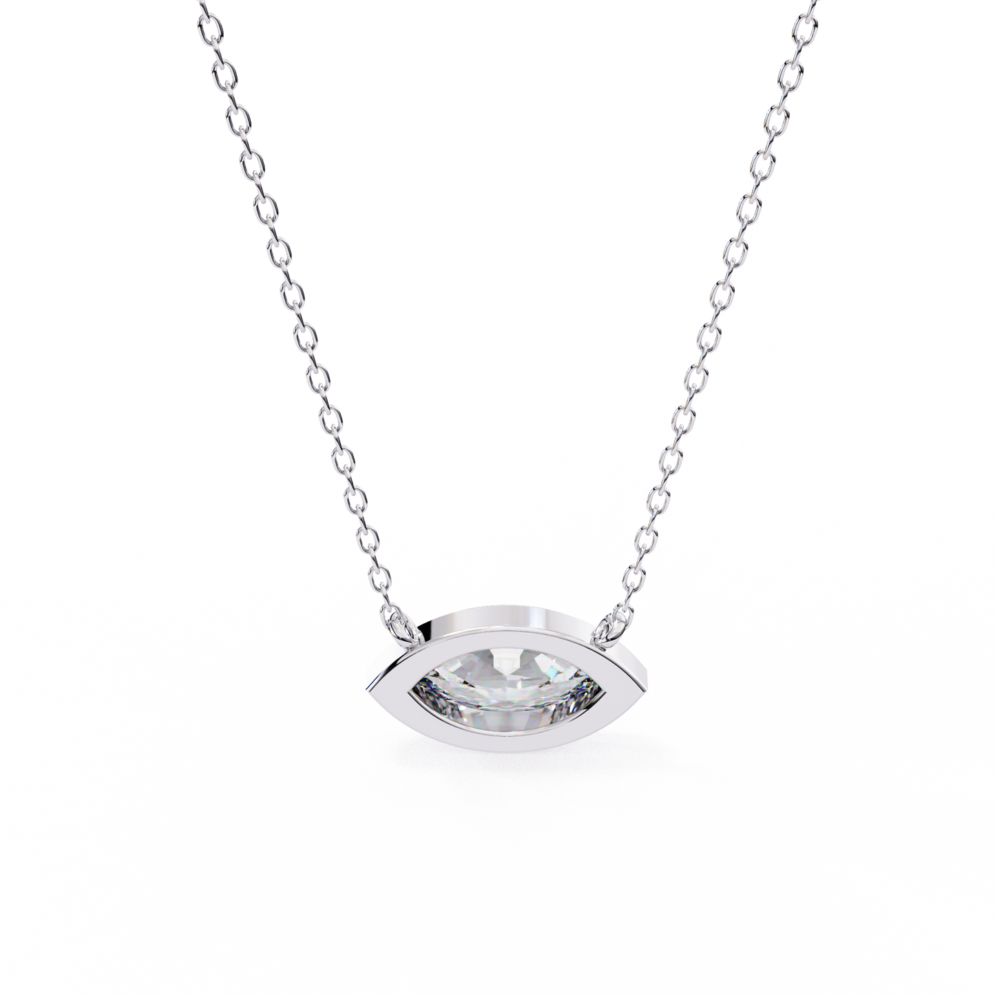 EAST~WEST - Marquise Cut Lab Diamond Pendant Necklace