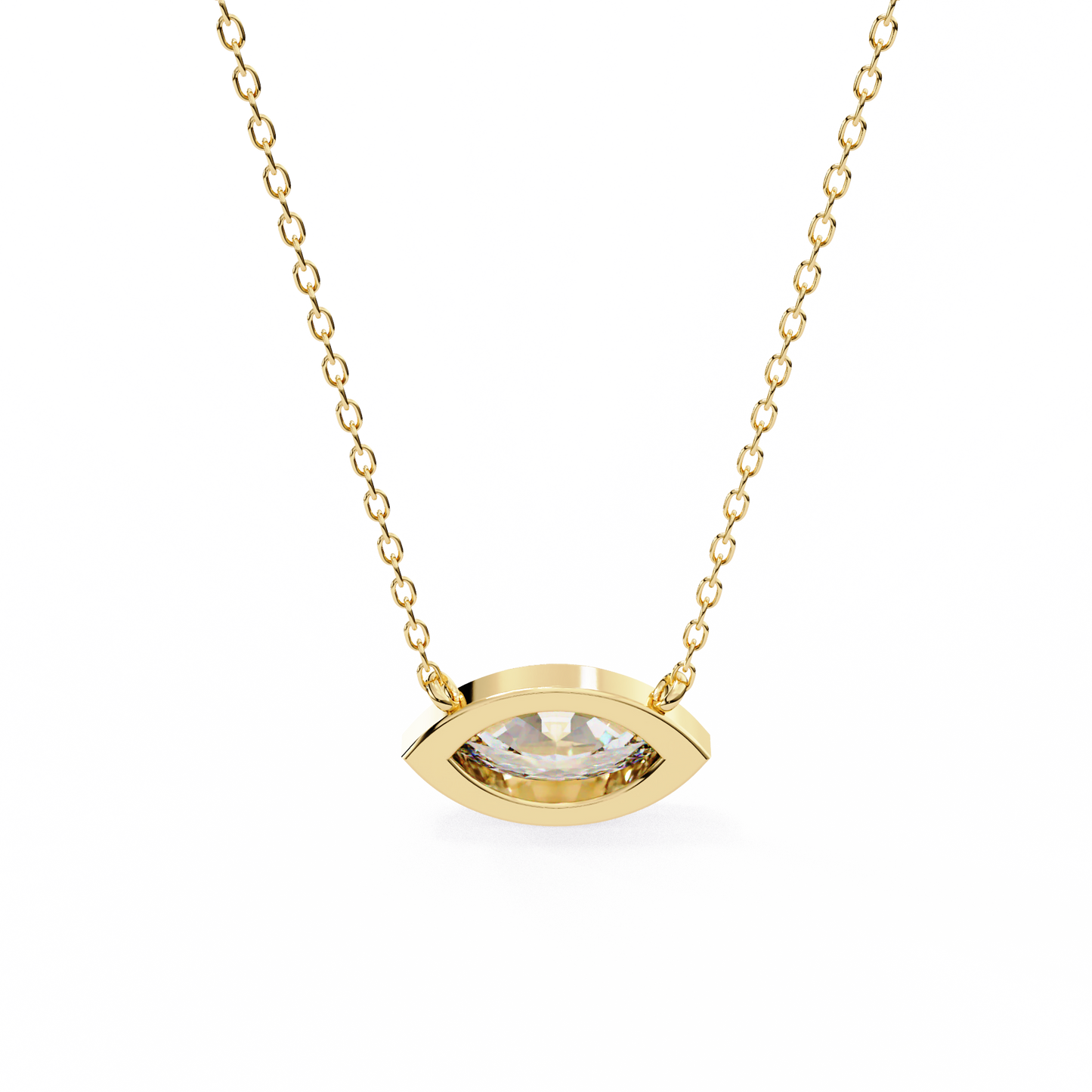 EAST~WEST - Marquise Cut Lab Diamond Pendant Necklace