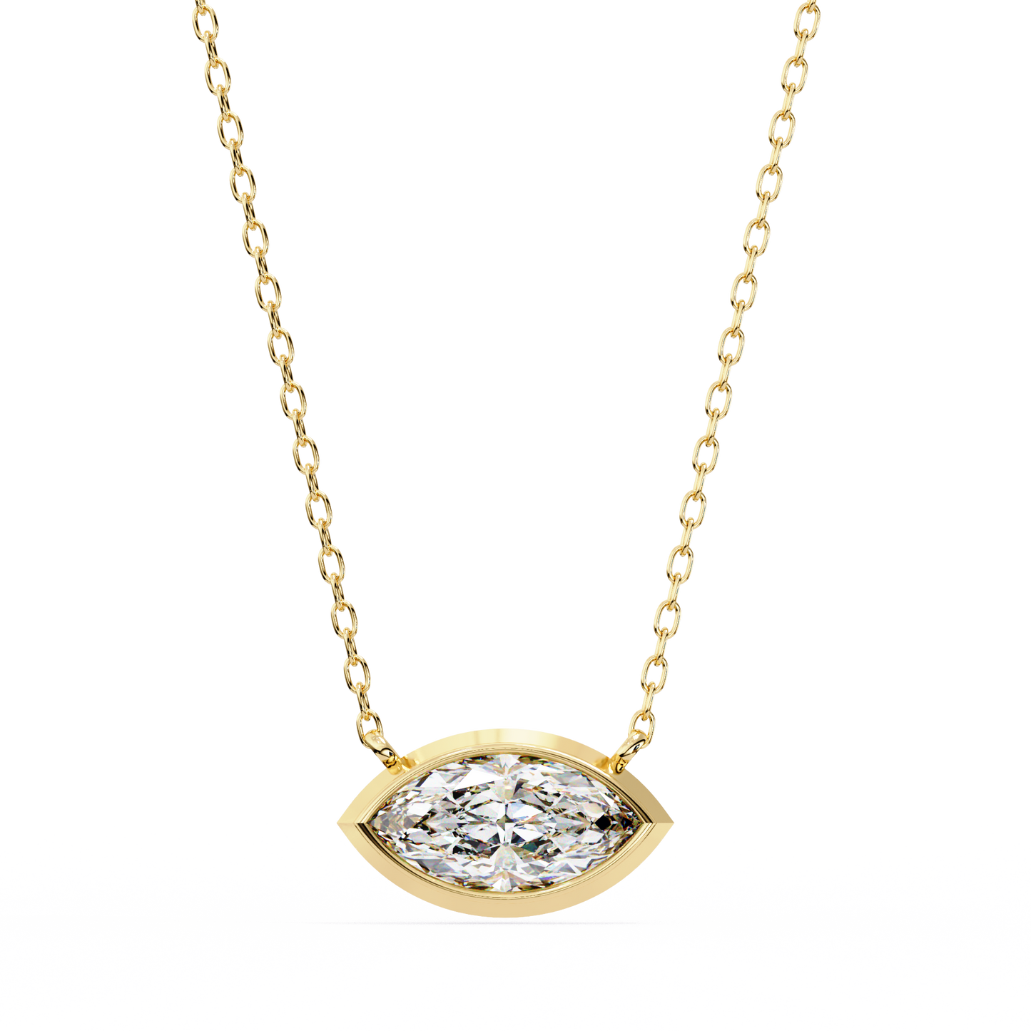 EAST~WEST - Marquise Cut Lab Diamond Pendant Necklace