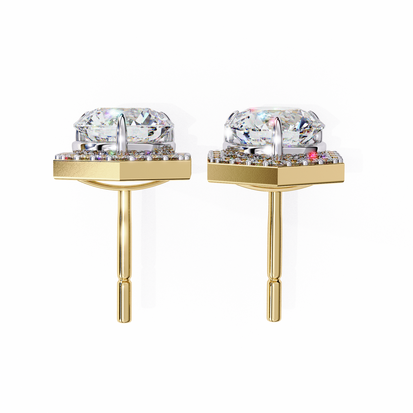 Aurora Cascade – Round Lab Diamond Curved Earrings