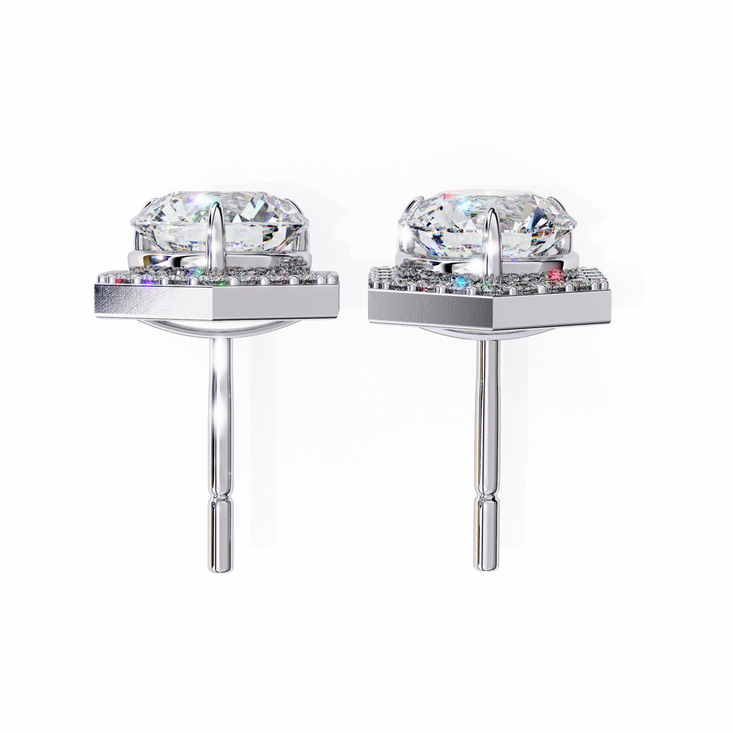 Aurora Cascade – Round Lab Diamond Curved Earrings