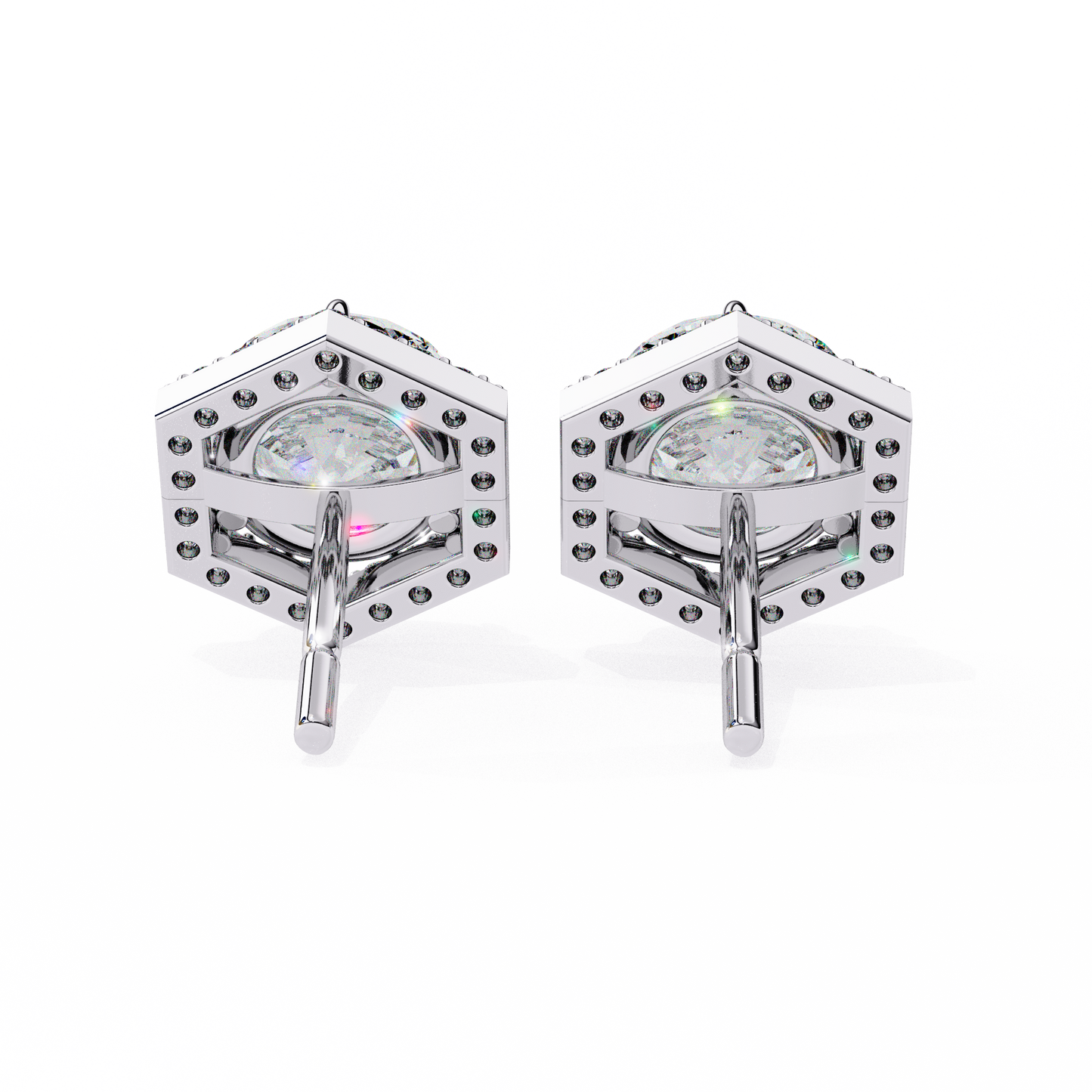 Aurora Cascade – Round Lab Diamond Curved Earrings