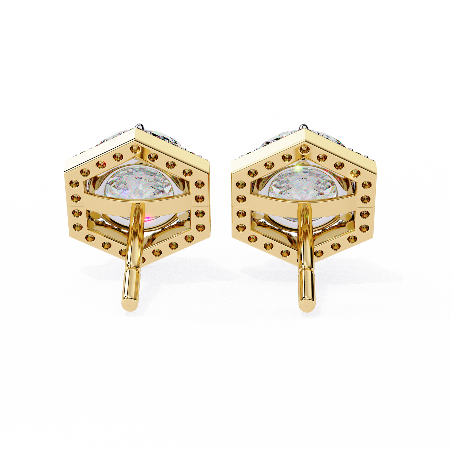 Aurora Cascade – Round Lab Diamond Curved Earrings